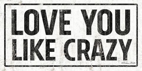 Love You Like Crazy White Modern Wood Framed Art Print with Double Matting by Ball, Susan