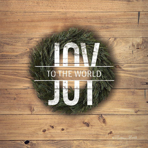 Joy to the World with Wreath Gold Ornate Wood Framed Art Print with Double Matting by Ball, Susan