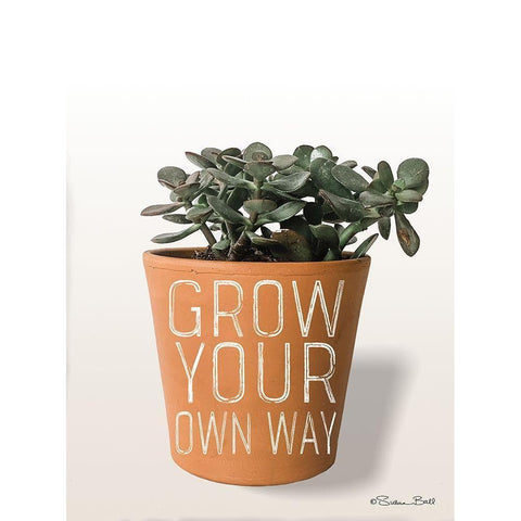 Succulent Grow Your Own Way White Modern Wood Framed Art Print by Ball, Susan