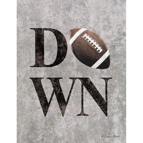 Football DOWN Black Modern Wood Framed Art Print with Double Matting by Ball, Susan