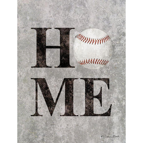 Baseball HOME Gold Ornate Wood Framed Art Print with Double Matting by Ball, Susan