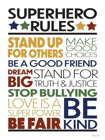 Superhero Rules Black Ornate Wood Framed Art Print with Double Matting by Ball, Susan