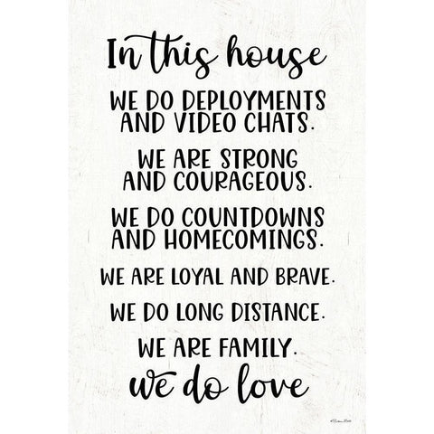 In This House Military White Modern Wood Framed Art Print by Ball, Susan