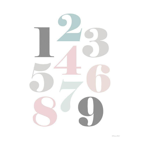 Softly Colored Numbers Black Modern Wood Framed Art Print by Ball, Susan