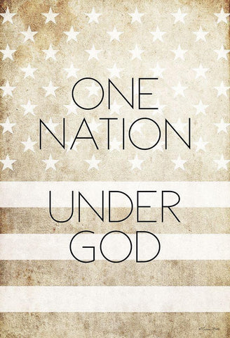 One Nation Under God White Modern Wood Framed Art Print with Double Matting by Ball, Susan