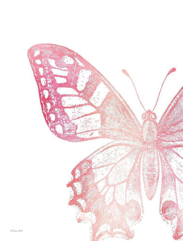 Pink Butterfly I White Modern Wood Framed Art Print with Double Matting by Ball, Susan