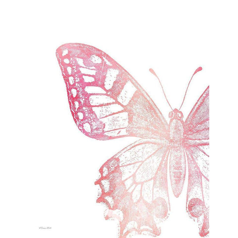 Pink Butterfly I Black Modern Wood Framed Art Print with Double Matting by Ball, Susan