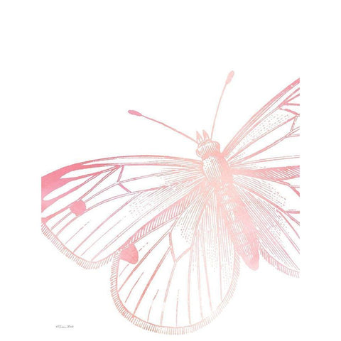 Pink Butterfly II Black Modern Wood Framed Art Print with Double Matting by Ball, Susan