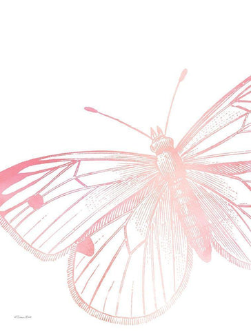 Pink Butterfly II White Modern Wood Framed Art Print with Double Matting by Ball, Susan