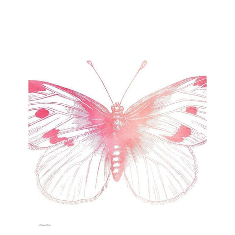 Pink Butterfly III Gold Ornate Wood Framed Art Print with Double Matting by Ball, Susan