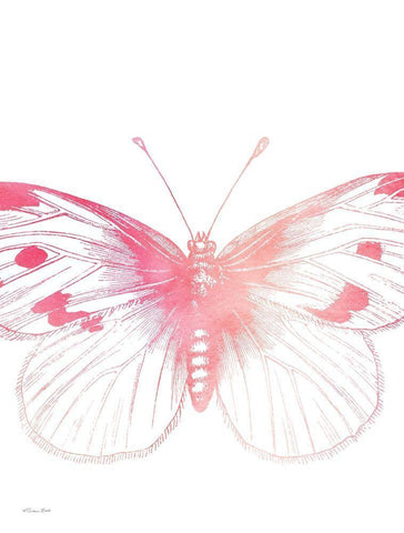 Pink Butterfly III White Modern Wood Framed Art Print with Double Matting by Ball, Susan