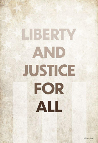 Liberty and Justice For All White Modern Wood Framed Art Print with Double Matting by Ball, Susan