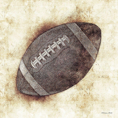 Football Sketch Gold Ornate Wood Framed Art Print with Double Matting by Ball, Susan