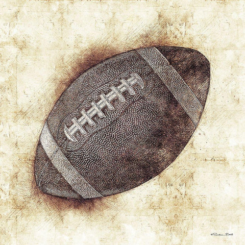 Football Sketch Black Modern Wood Framed Art Print by Ball, Susan