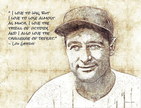 Lou Gehrig Sketch Black Ornate Wood Framed Art Print with Double Matting by Ball, Susan