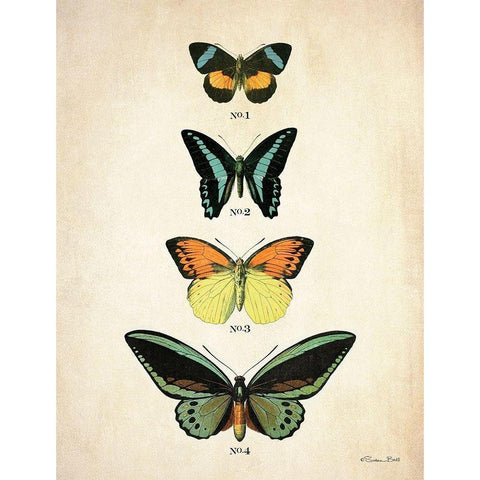 Butterflies 2    Black Modern Wood Framed Art Print with Double Matting by Ball, Susan