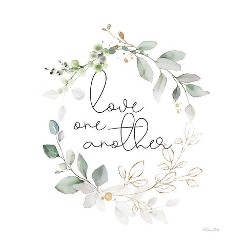 Love One Another   White Modern Wood Framed Art Print by Ball, Susan