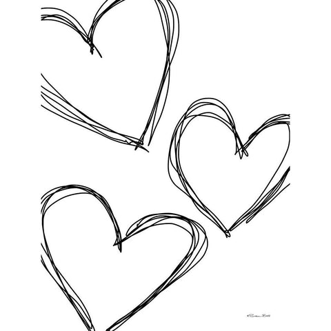 Doodle Hearts White Modern Wood Framed Art Print by Ball, Susan