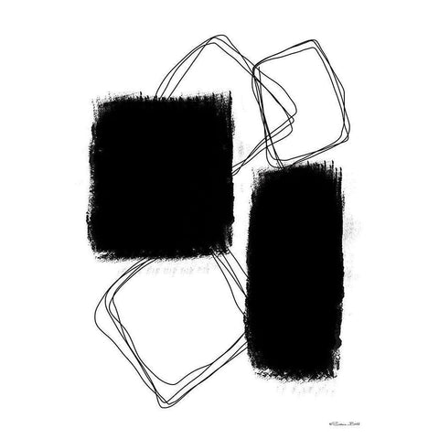 Swatches Outline Black Modern Wood Framed Art Print by Ball, Susan