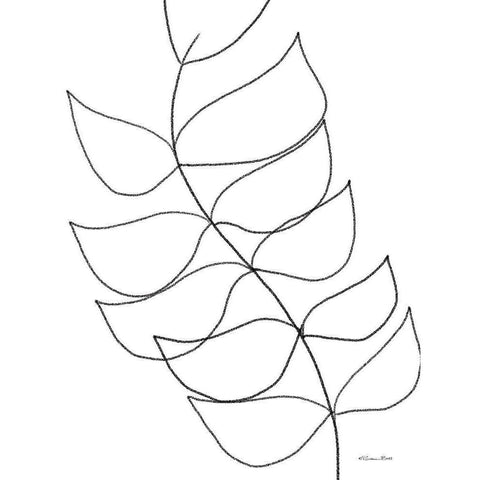 Leaf Sketch 1 Black Modern Wood Framed Art Print with Double Matting by Ball, Susan