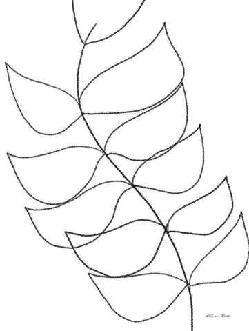Leaf Sketch 1 White Modern Wood Framed Art Print with Double Matting by Ball, Susan