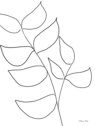 Leaf Sketch 2 White Modern Wood Framed Art Print with Double Matting by Ball, Susan