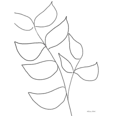 Leaf Sketch 2 Black Modern Wood Framed Art Print with Double Matting by Ball, Susan