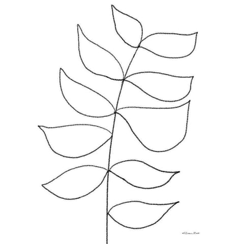 Leaf Sketch 3 Black Modern Wood Framed Art Print with Double Matting by Ball, Susan