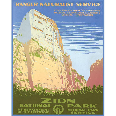 Zion National Park Gold Ornate Wood Framed Art Print with Double Matting by Stellar Design Studio