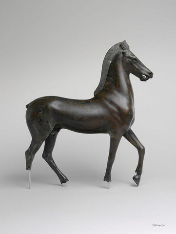 Roman Horse Statue 1 Black Ornate Wood Framed Art Print with Double Matting by Stellar Design Studio