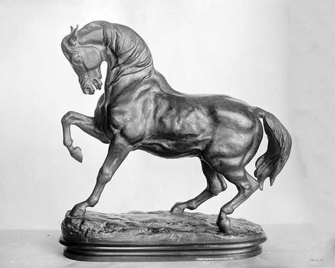 Roman Horse Statue 2 Black Ornate Wood Framed Art Print with Double Matting by Stellar Design Studio
