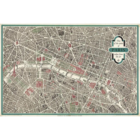 Map of Paris Black Modern Wood Framed Art Print with Double Matting by Stellar Design Studio