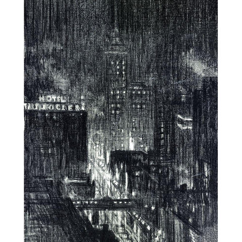 Manhattan Night Black Modern Wood Framed Art Print by Stellar Design Studio