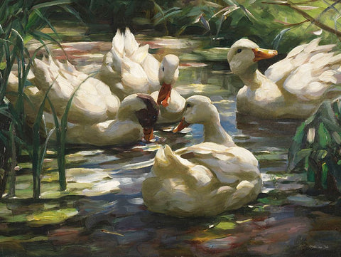 Ducks by the Lake 4 Black Modern Wood Framed Art Print by Stellar Design Studio