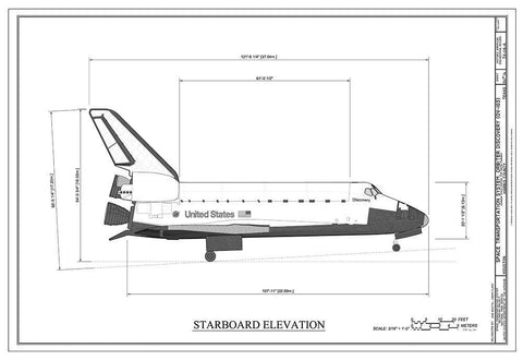 Discovery Starboard Elevation White Modern Wood Framed Art Print with Double Matting by Stellar Design Studio