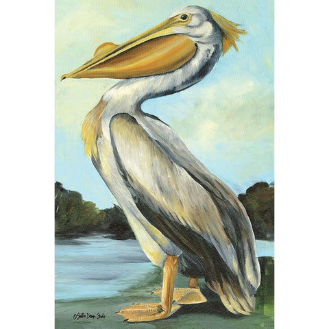 The Grand Pelican White Modern Wood Framed Art Print by Stellar Design Studio