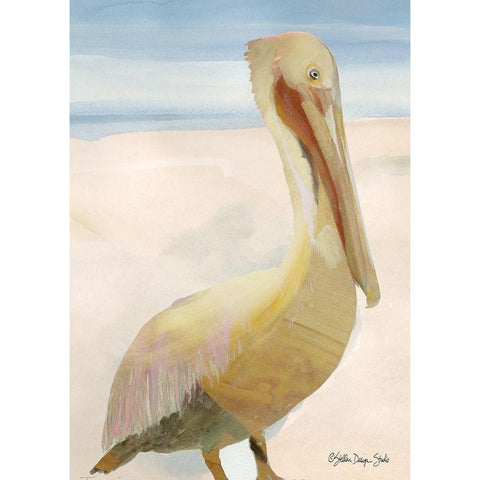 Pelican 1 Black Modern Wood Framed Art Print with Double Matting by Stellar Design Studio