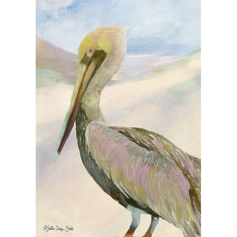 Pelican 2 Black Modern Wood Framed Art Print with Double Matting by Stellar Design Studio