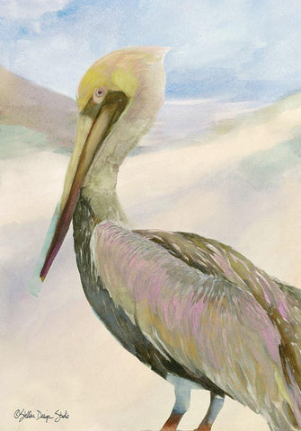 Pelican 2 White Modern Wood Framed Art Print with Double Matting by Stellar Design Studio