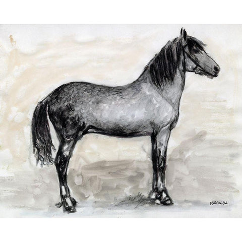 Horse Study 1 Black Modern Wood Framed Art Print by Stellar Designs Studio