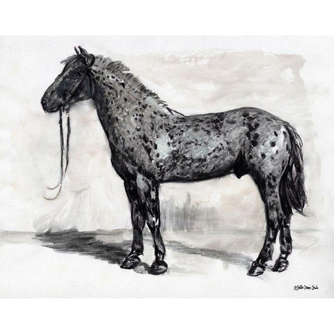 Horse Study 2 Black Modern Wood Framed Art Print by Stellar Designs Studio