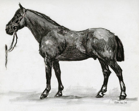 Horse Study 4 Black Ornate Wood Framed Art Print with Double Matting by Stellar Design Studio