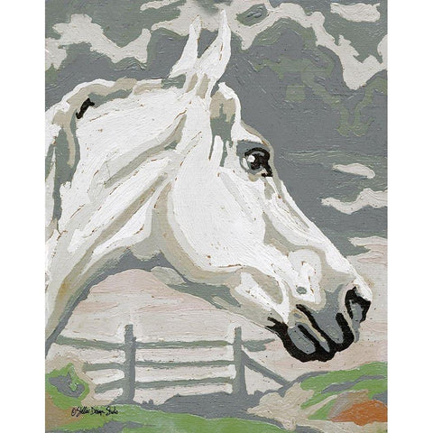 Painted Horse 1 Black Modern Wood Framed Art Print with Double Matting by Stellar Design Studio
