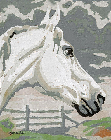 Painted Horse 1 Black Ornate Wood Framed Art Print with Double Matting by Stellar Design Studio