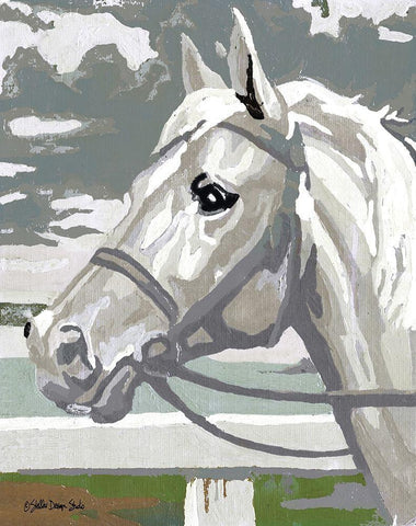 Painted Horse 2 White Modern Wood Framed Art Print with Double Matting by Stellar Design Studio