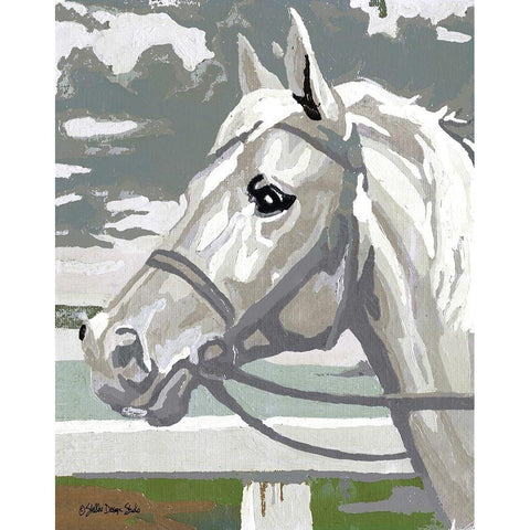 Painted Horse 2 White Modern Wood Framed Art Print by Stellar Design Studio