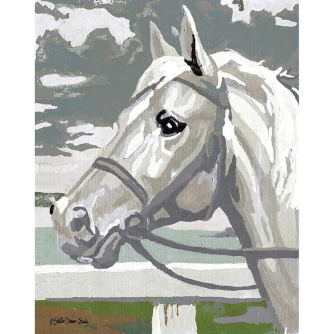 Painted Horse 2 Black Modern Wood Framed Art Print by Stellar Design Studio