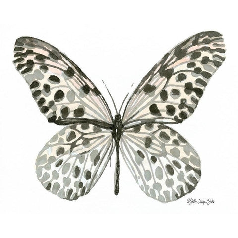 Butterfly 3 Black Modern Wood Framed Art Print by Stellar Design Studio