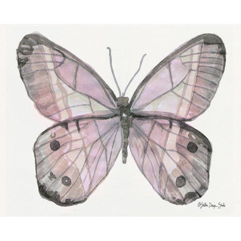 Butterfly 5 Black Modern Wood Framed Art Print with Double Matting by Stellar Design Studio