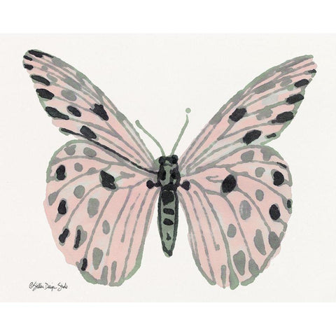 Butterfly 6 Black Modern Wood Framed Art Print with Double Matting by Stellar Design Studio